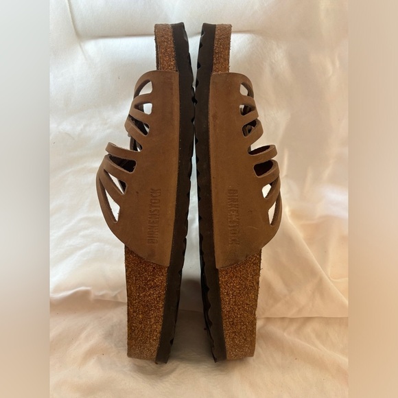 Birkenstock Granada Tan Brown Leather Suede Strappy Slide Sandals 38 7 7.5 - Picture 5 of 8